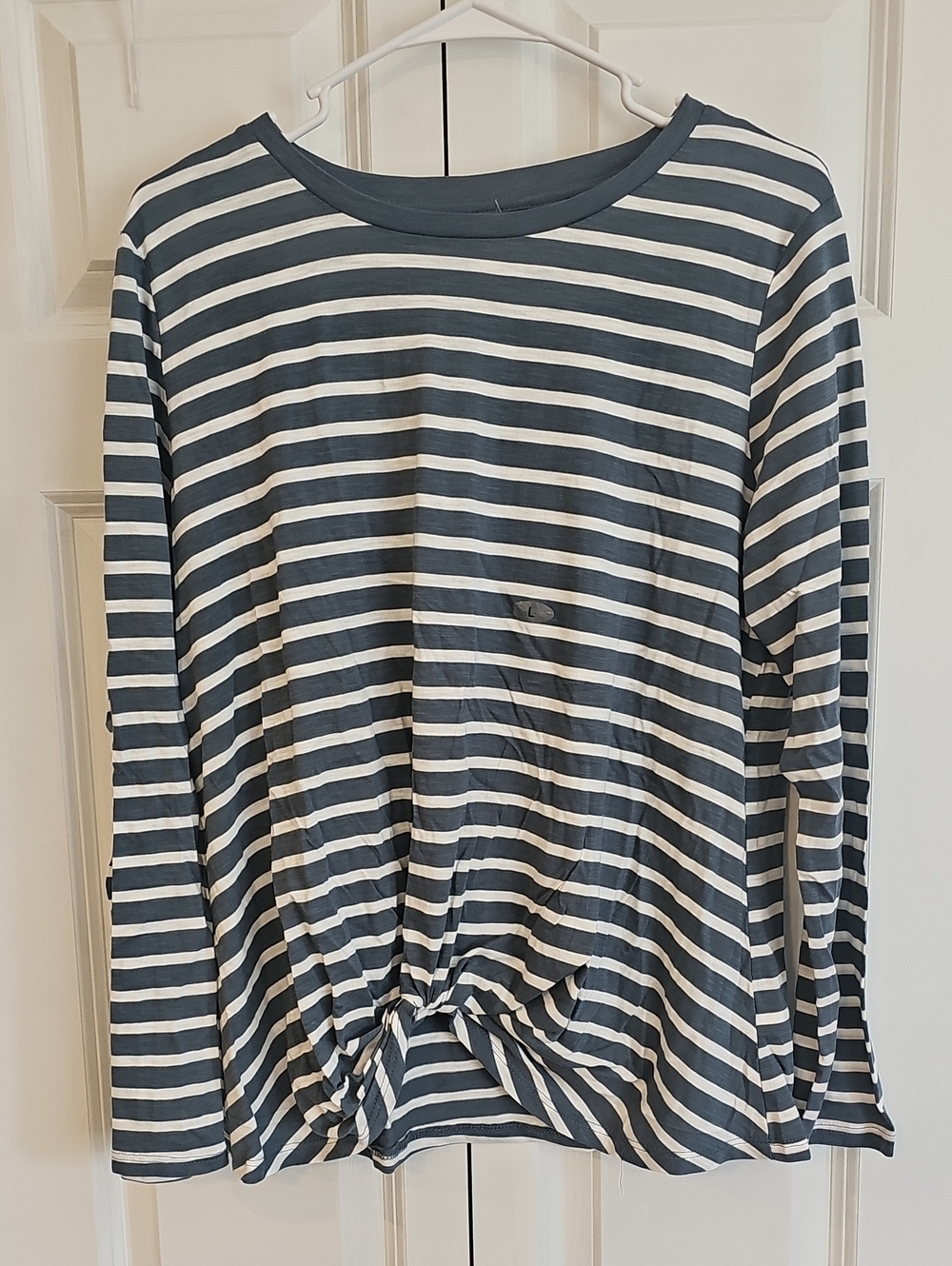 Maurices Striped Knot-Front Top in Blue and White